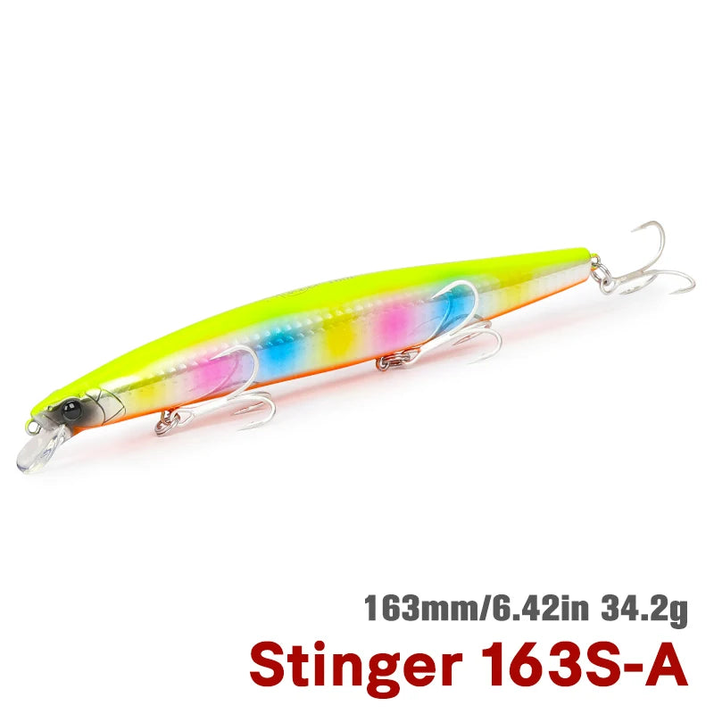 TSURINOYA STINGER 163S Ultra Long Casting Sinking Saltwater Minnow 163mm 34.2g Sea Fishing Lure Artificial Large Hard Baits