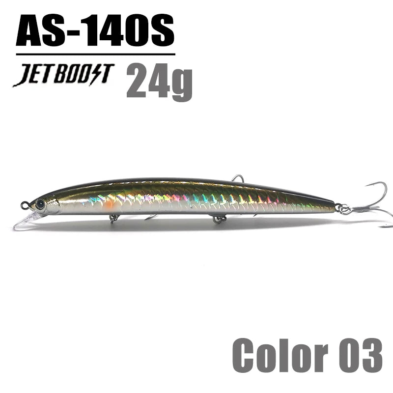 CASTFANATIC 24g 140mm Slow Sinking Minnow Jerkbait Lure AS140S Big Artificial Bait Saltwater Sea Bass Pike Fishing Free Shipping