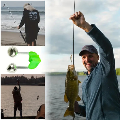 Newest 50-5Pcs Rod Tip Clamp Fishing Pole Fish Bite Lure Alarm Fishing Bells Fishing Accessory Gifts Alert Twin Bell Ring Clip