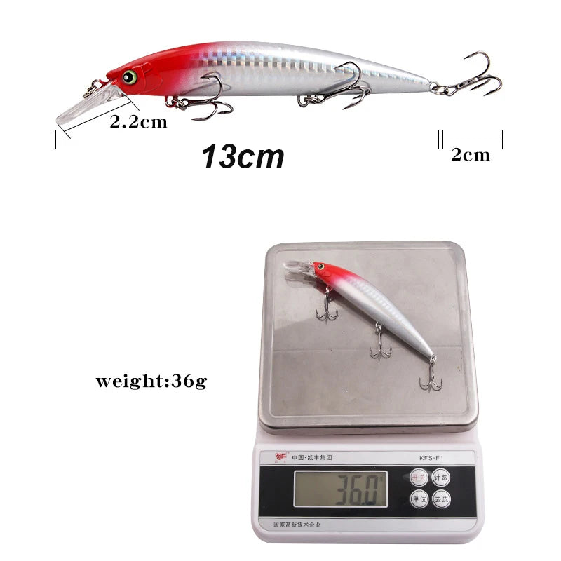 YUCONG 1PX Sinking Minnow Bait 13cm-36g Trolling Fishing Lure Silent Hard Wobbler Sea leurre peche cebo duro Isca señuelos Pesca