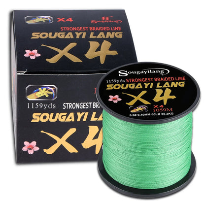 Sougayilang Fishing Line 100M 300m 4 Strands 22-88LB PE Braided Fishing Wire Multicolor Super Strong Fishing Line for Saltwater