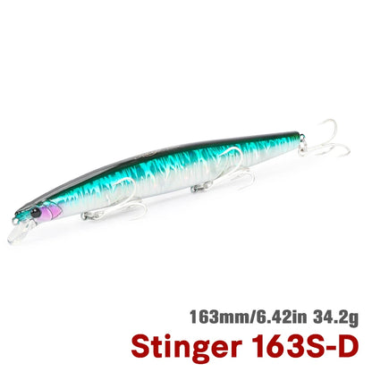 TSURINOYA STINGER 163S Ultra Long Casting Sinking Saltwater Minnow 163mm 34.2g Sea Fishing Lure Artificial Large Hard Baits