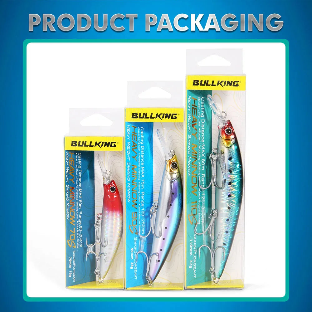 FSTK New Heavy Sinking Minnow 110S 37g 90S 28g 70S 16g Saltwater Long Casting Distance Fishing lures Sea Artificial Bait