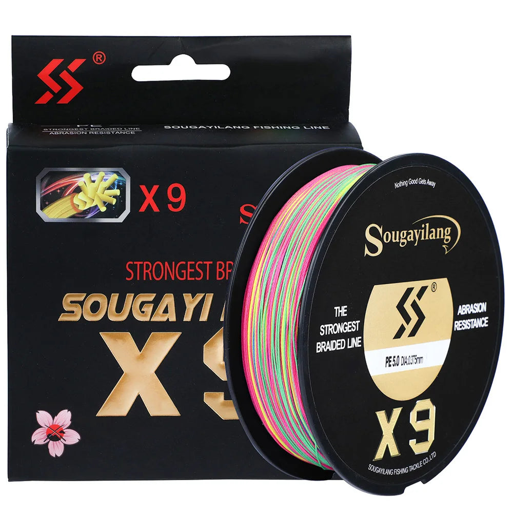 Sougayilang X9 Braided Fishing Line 550M 350M 150M 17-97LB Multifilament Fishing Line 0.128-0.405mm Super Strong PE Line Pesca
