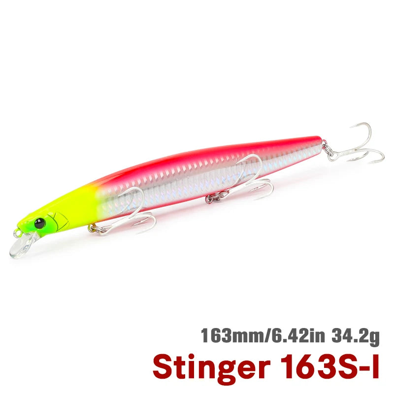 TSURINOYA STINGER 163S Ultra Long Casting Sinking Saltwater Minnow 163mm 34.2g Sea Fishing Lure Artificial Large Hard Baits