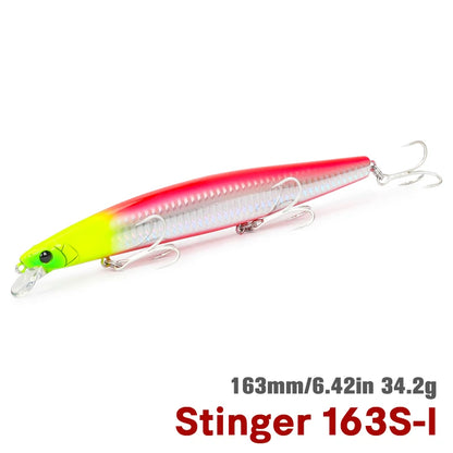 TSURINOYA STINGER 163S Ultra Long Casting Sinking Saltwater Minnow 163mm 34.2g Sea Fishing Lure Artificial Large Hard Baits