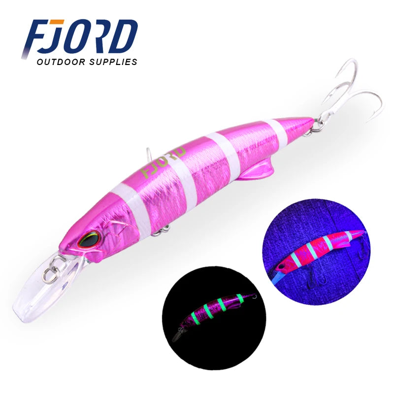 FJORD Glow UV 110mm 64g Sinking Hard Baits Fishing Lure Long Casting Sea Depth Saltwater Trolling Lures Swimbaits Fishing Items