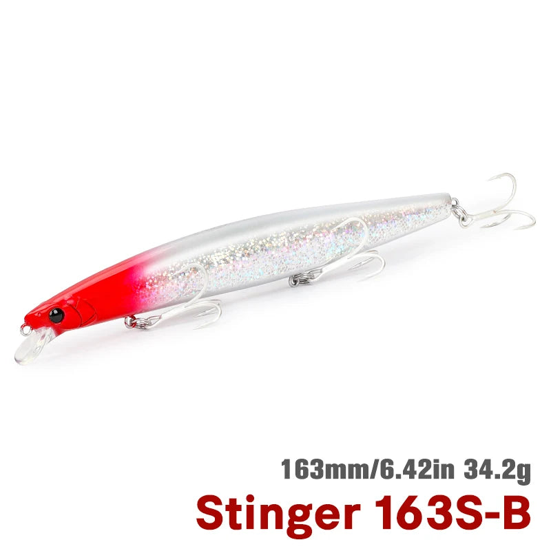 TSURINOYA STINGER 163S Ultra Long Casting Sinking Saltwater Minnow 163mm 34.2g Sea Fishing Lure Artificial Large Hard Baits