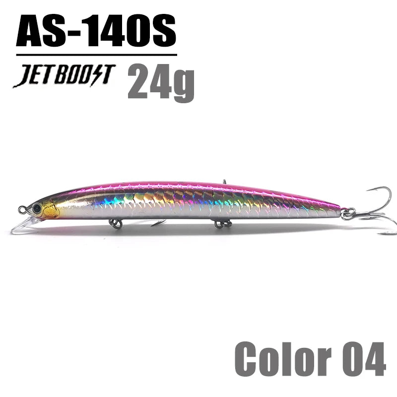 CASTFANATIC 24g 140mm Slow Sinking Minnow Jerkbait Lure AS140S Big Artificial Bait Saltwater Sea Bass Pike Fishing Free Shipping