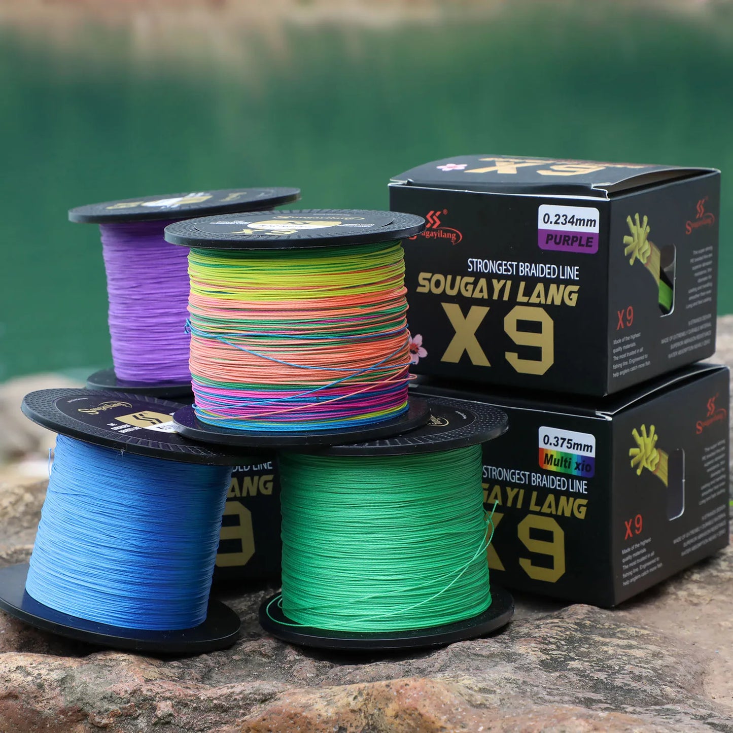 Sougayilang 9 Strands Strongest PE Fishing Line Braid 150M 350M 550M Performance Fibers 17-97LB Fishing Wire 5 Colors