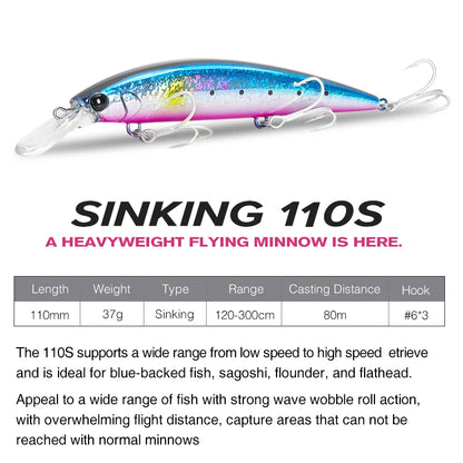 TSURINOYA 110mm 37g Heavy Sinking Minnow