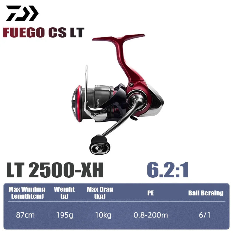 DAIWA 2025 New FUEGO CS LT Seawater Spinning Reel 5.3/5.7/6.2:1 175-325g Max Drag 12kg Long Shot Fishing Reel
