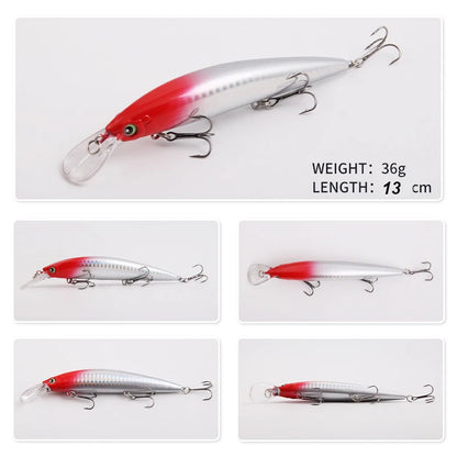 YUCONG 1PX Sinking Minnow Bait 13cm-36g Trolling Fishing Lure Silent Hard Wobbler Sea leurre peche cebo duro Isca señuelos Pesca