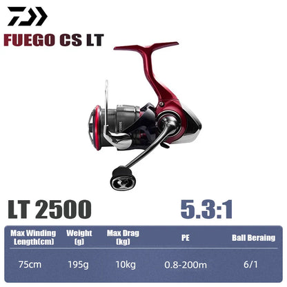 DAIWA 2025 New FUEGO CS LT Seawater Spinning Reel 5.3/5.7/6.2:1 175-325g Max Drag 12kg Long Shot Fishing Reel