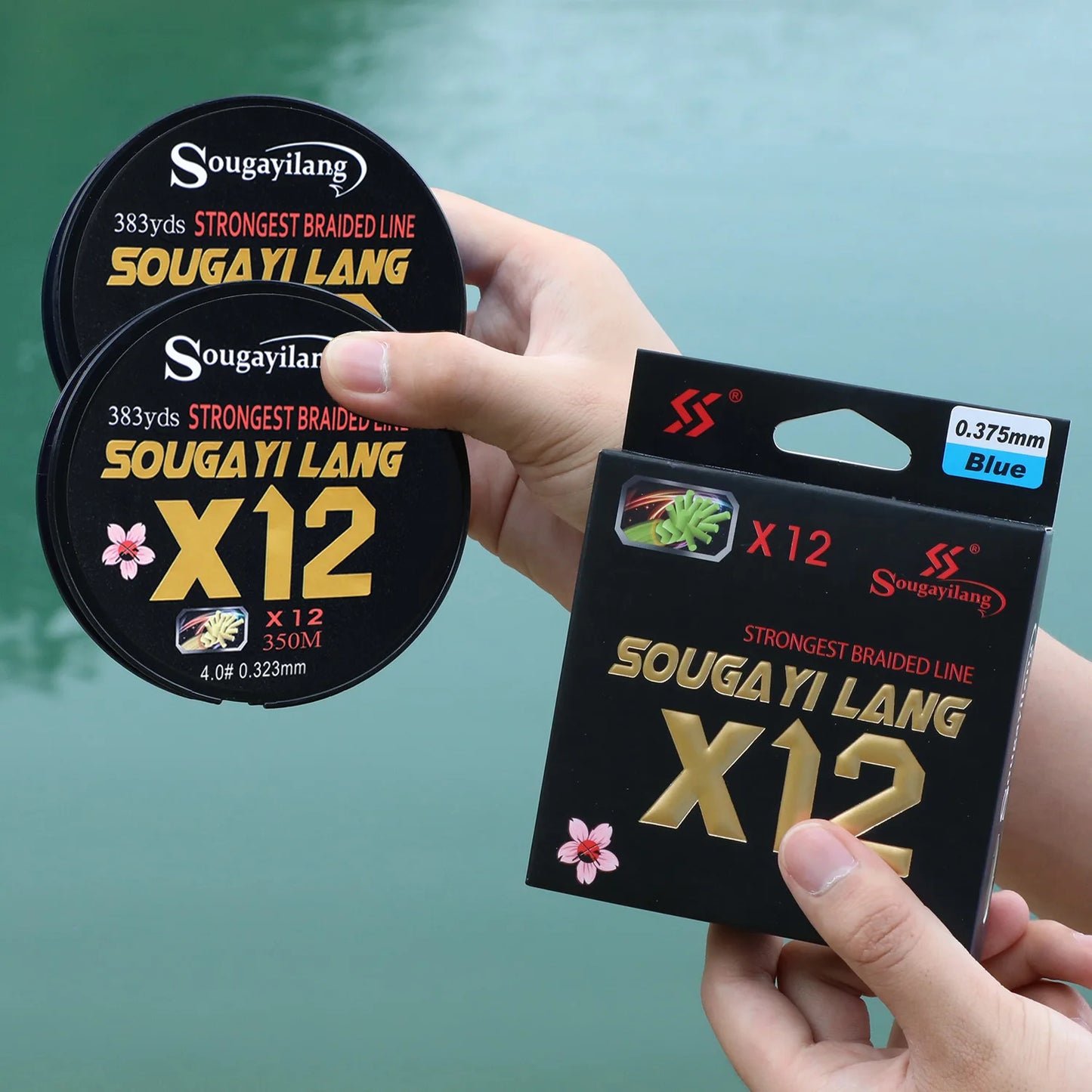 Sougayilang X12 12-strand Braided Fishing Line 150M 350M 550M Multifilament PE Wires Salt Water Fresh Water Fishing Tackle Tools