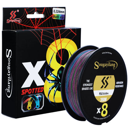 Sougayilang X8 Speckled Braided Fishing Line 150M 17-97LB Multifilament Fishing Line Super Strong PE Invisible Fishing Line