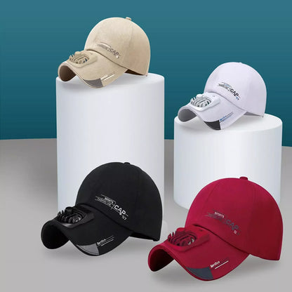 Fan Cooling Baseball Cap Sun Visors Outdoor Sport Cap Summer Breathable Sunscreen Hat For Women Men Camping Hiking Travel