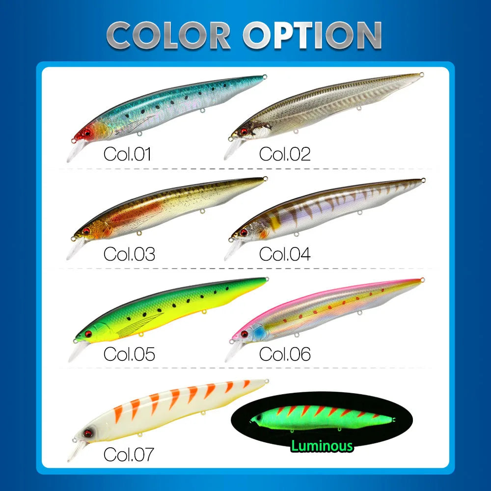 FSTK kanata Jerkbait 160mm 30g  Sinking Minnow Deep Floating Bass Fishing Lure Casting Trolling Tungaten Weight Fishing Lures