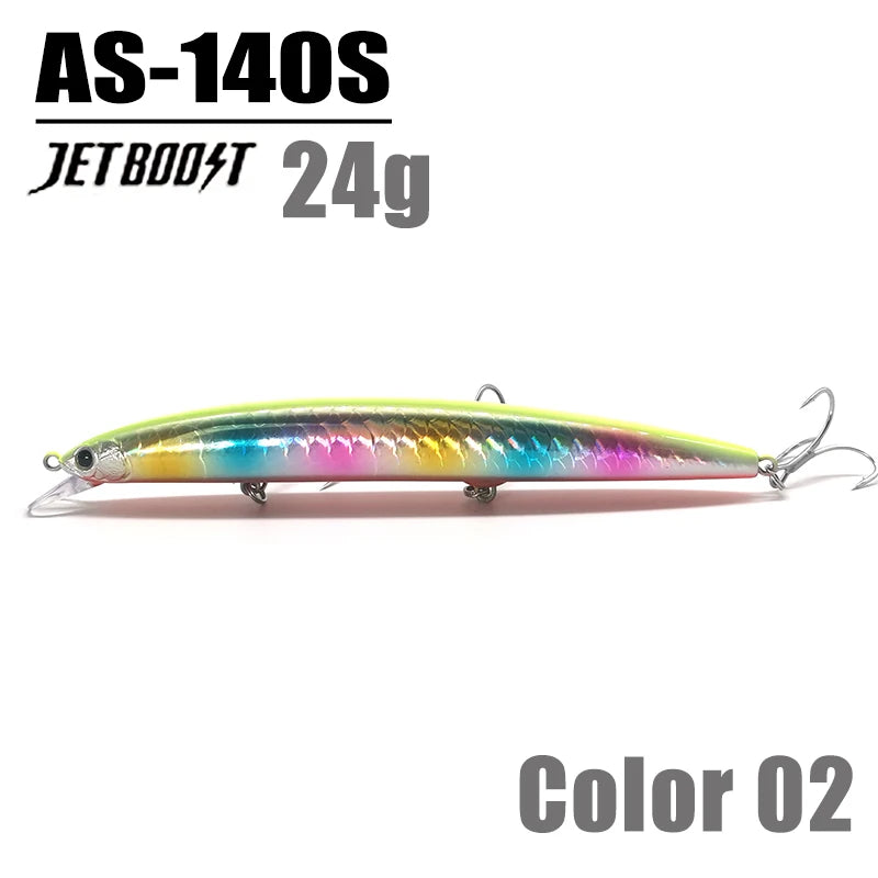 CASTFANATIC 24g 140mm Slow Sinking Minnow Jerkbait Lure AS140S Big Artificial Bait Saltwater Sea Bass Pike Fishing Free Shipping