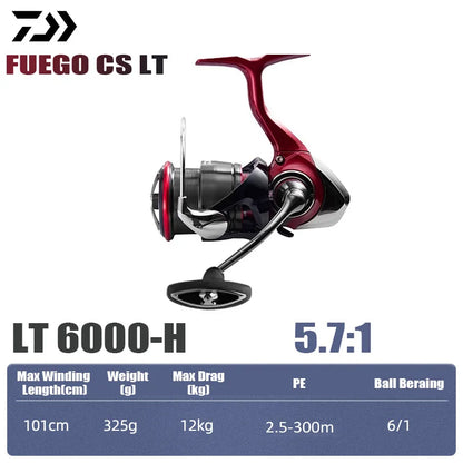 DAIWA 2025 New FUEGO CS LT Seawater Spinning Reel 5.3/5.7/6.2:1 175-325g Max Drag 12kg Long Shot Fishing Reel