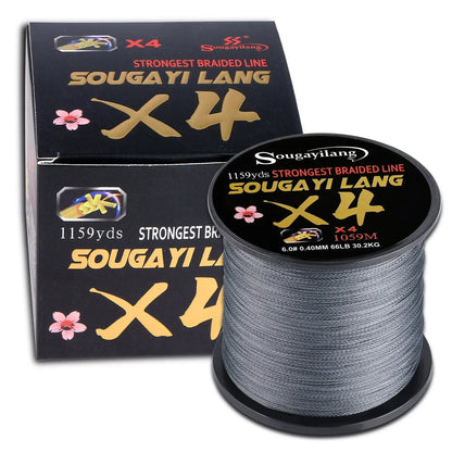 Sougayilang Fishing Line 100M 300m 4 Strands 22-88LB PE Braided Fishing Wire Multicolor Super Strong Fishing Line for Saltwater