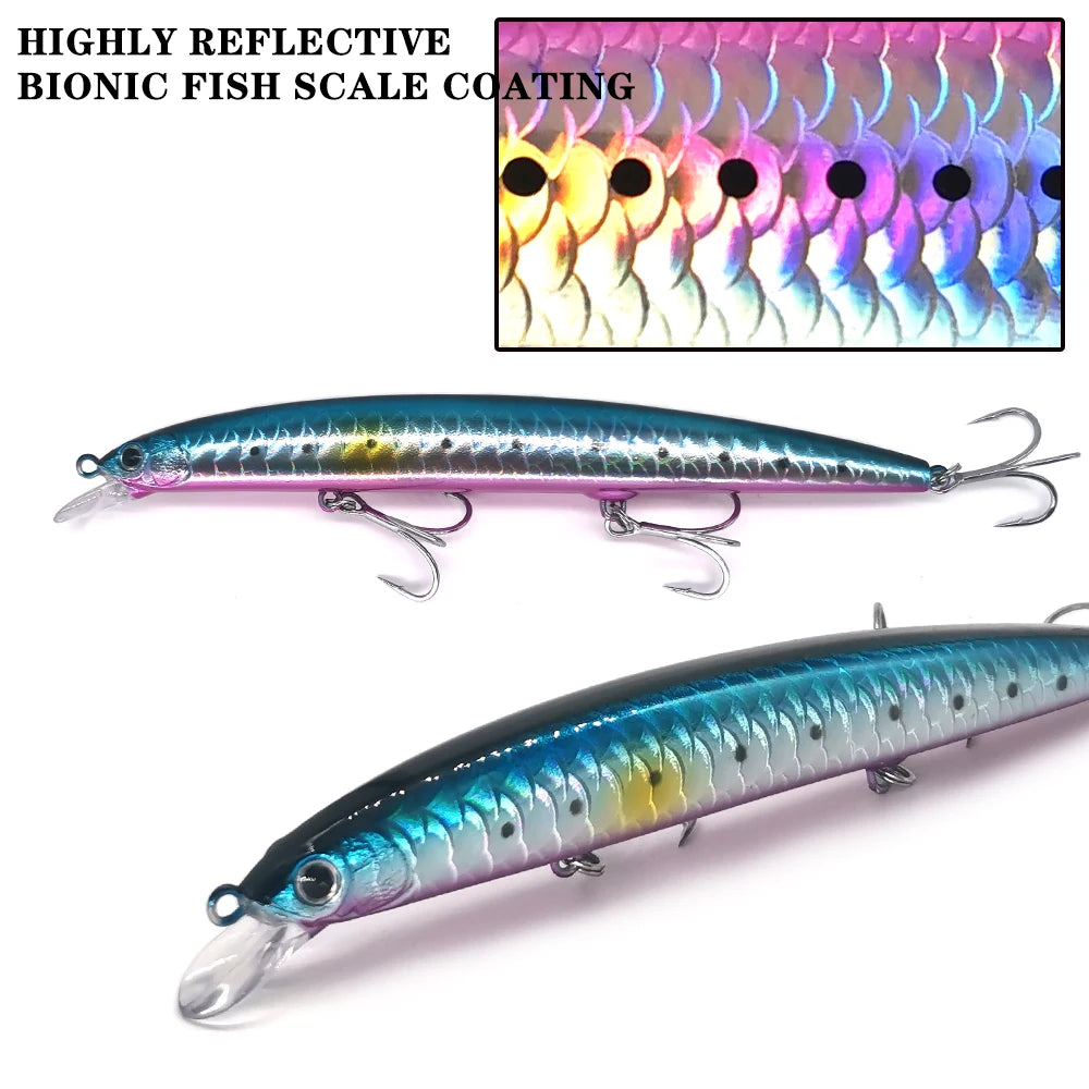 CASTFANATIC 24g 140mm Slow Sinking Minnow Jerkbait Lure AS140S Big Artificial Bait Saltwater Sea Bass Pike Fishing Free Shipping