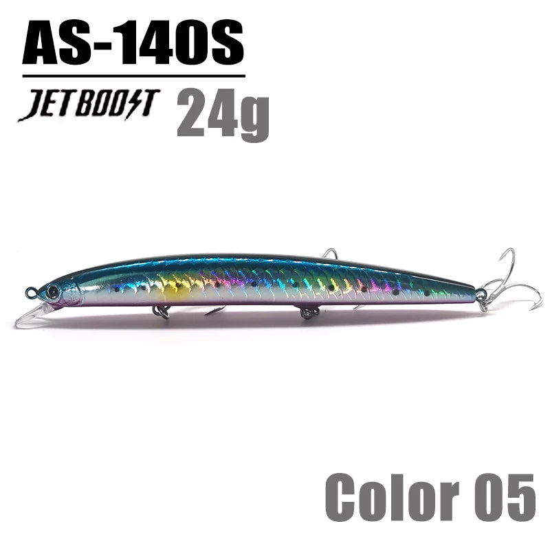 CASTFANATIC 24g 140mm Slow Sinking Minnow Jerkbait Lure AS140S Big Artificial Bait Saltwater Sea Bass Pike Fishing Free Shipping