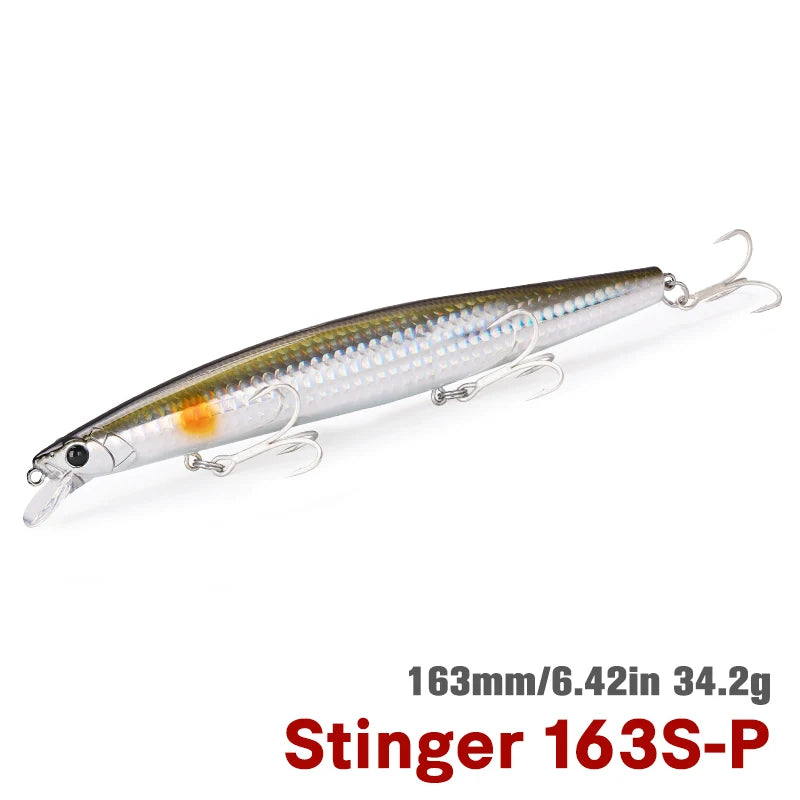 TSURINOYA STINGER 163S Ultra Long Casting Sinking Saltwater Minnow 163mm 34.2g Sea Fishing Lure Artificial Large Hard Baits