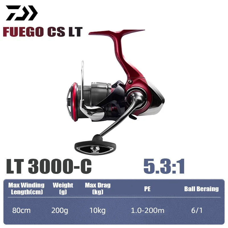 DAIWA 2025 New FUEGO CS LT Seawater Spinning Reel 5.3/5.7/6.2:1 175-325g Max Drag 12kg Long Shot Fishing Reel