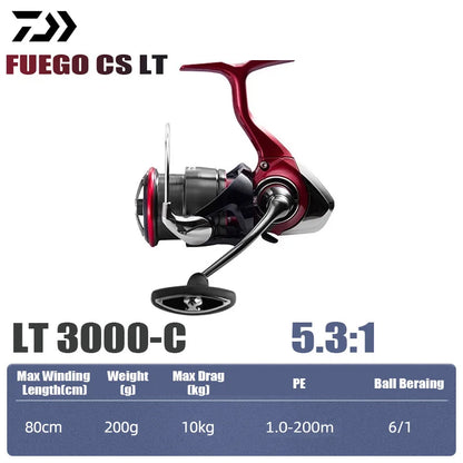 DAIWA 2025 New FUEGO CS LT Seawater Spinning Reel 5.3/5.7/6.2:1 175-325g Max Drag 12kg Long Shot Fishing Reel