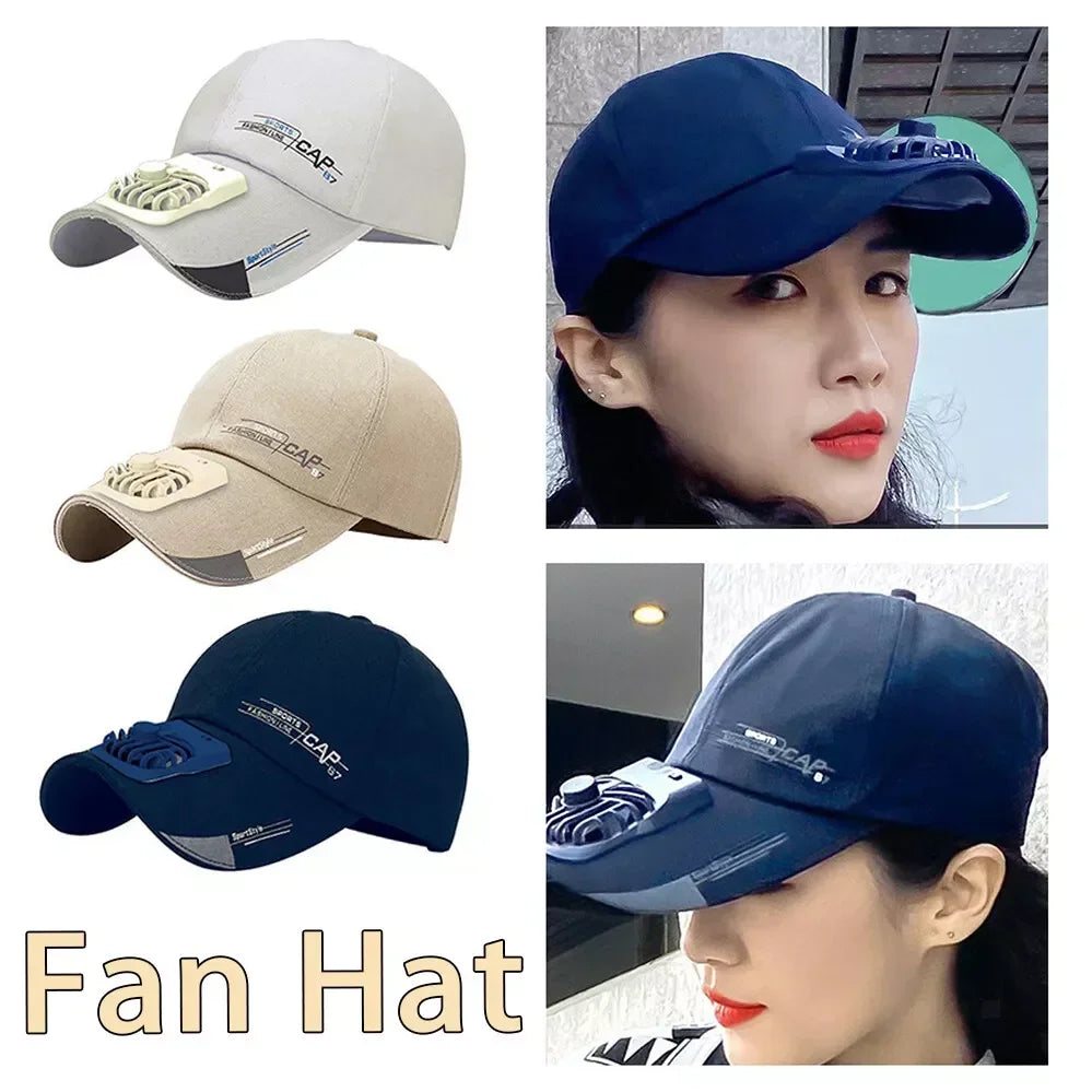 Fan Cooling Baseball Cap Sun Visors Outdoor Sport Cap Summer Breathable Sunscreen Hat For Women Men Camping Hiking Travel