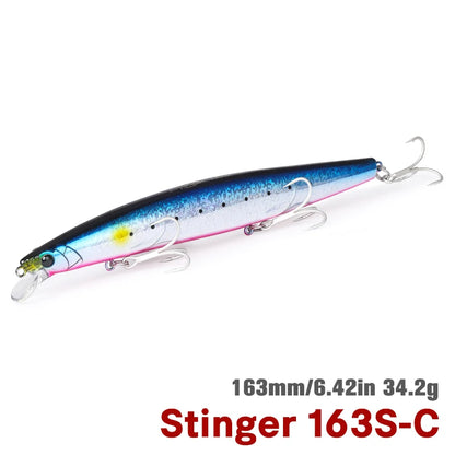 TSURINOYA STINGER 163S Ultra Long Casting Sinking Saltwater Minnow 163mm 34.2g Sea Fishing Lure Artificial Large Hard Baits