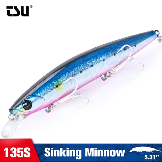 TSURINOYA 135S Ultra Long Casting Sea Fishing Lure Sinking Minnow 135mm 26.4g BAYONET Seabass Saltwater Tungaten Weight Hard Bai